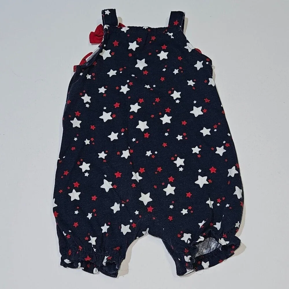 Patriotic 4th of July Baby Girl 3-6 Months Clothes Lot Shirt Romper Bodysuit RWB